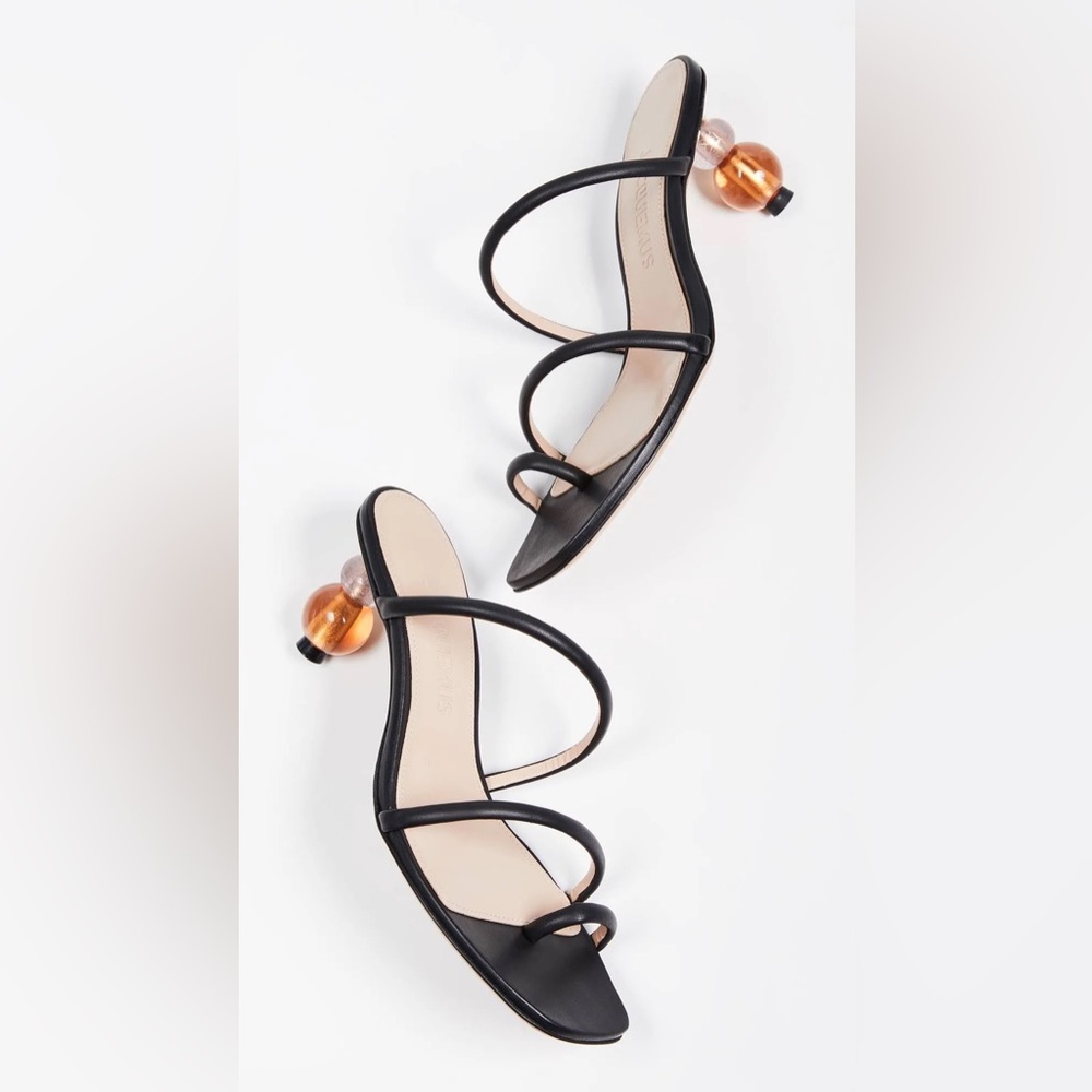 JACQUEMUS • Les Noli Black Statement Heel Strappy Sandals - Picture 10 of 16